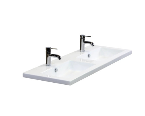 Dvojité umyvadlo se dvěma bateriemi do koupelny