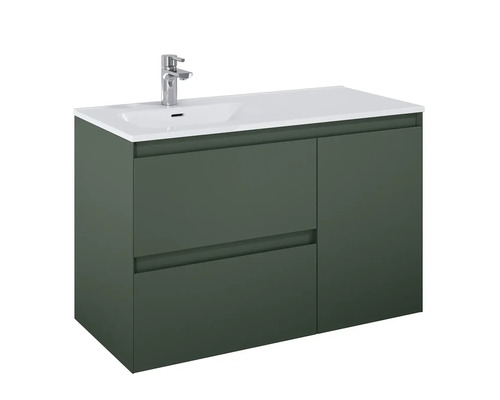 Skříňka pod umyvadlo se dvěma zásuvkami, jedněmi dvířky a umyvadlem