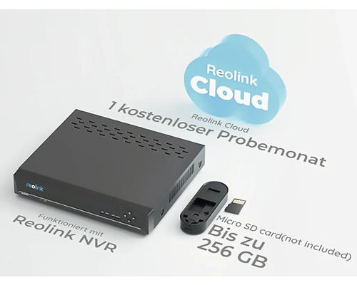 Reolink NVR s Reolink Cloud, držák paměťové karty a Micro SD karta až 256 GB