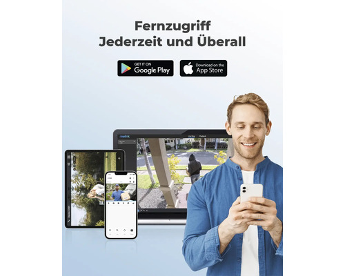 Vzdálený přístup kdykoli a kdekoli ke kamerám Reolink přes smartphone, tablet a notebook.