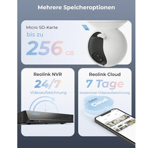 Několik možností ukládání pro kameru Reolink: Micro SD karta až 256 GB, Reolink NVR 24/7 videozáznam, Reolink Cloud 7 dní bezplatného videozáznamu