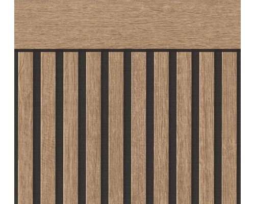 Nástěnný panel s dekorem dřeva a vertikálními lamelami