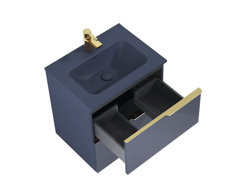 Umyvadlová skříňka s otevřeným zásuvkovým systémem a armaturou