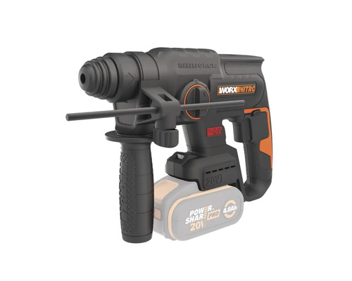 Vrtací kladivo s přídavnou rukojetí a akumulátorem