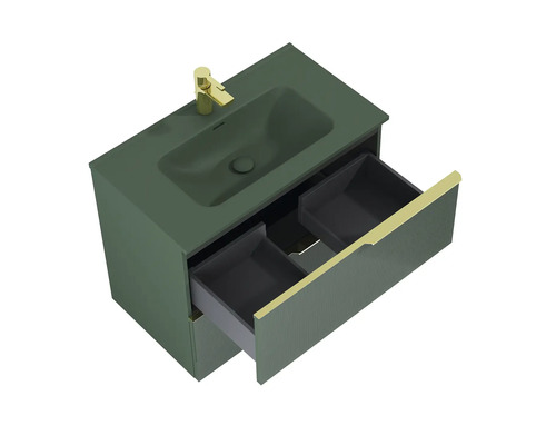 Skříňka pod umyvadlo s otevřeným výsuvem a umyvadlem na desku