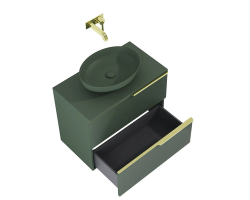 Umyvadlová skříňka s umyvadlem a baterií v koupelně