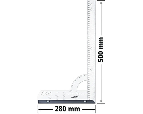 Úhelník Wolfcraft o rozměrech 500 x 280 milimetrů