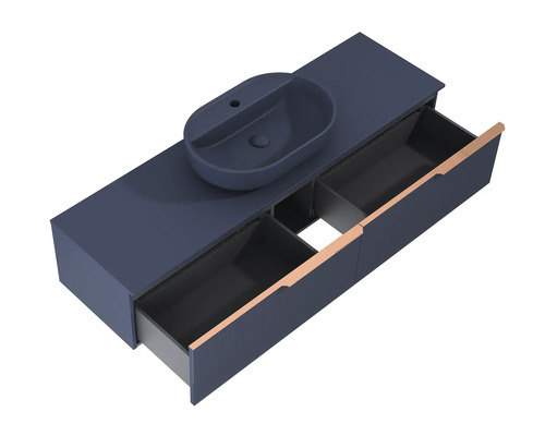 Umyvadlová skříňka s umyvadlem na desku a zásuvkami pro design koupelny