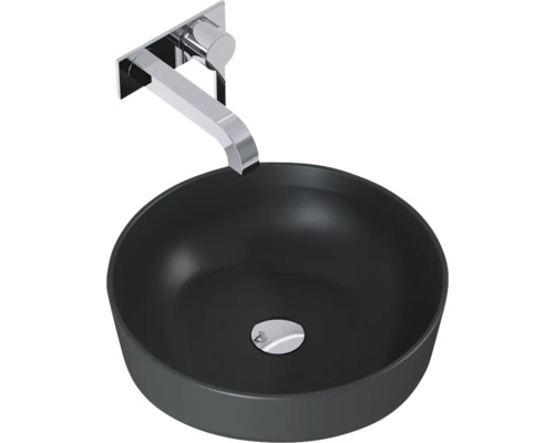 Černé umyvadlo na desku s baterií