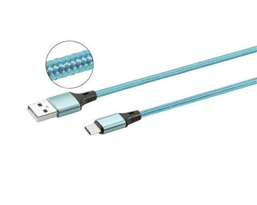 USB-C kabel s opleteným textilním pláštěm a USB-A konektorem