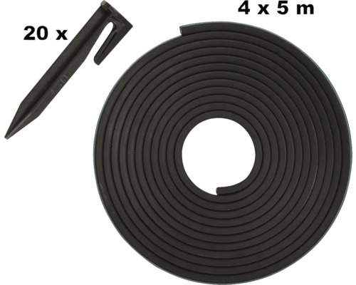 Obrubník trávníku, 4 x 5 metrů, s 20 upevňovacími prvky obrubníku trávníku