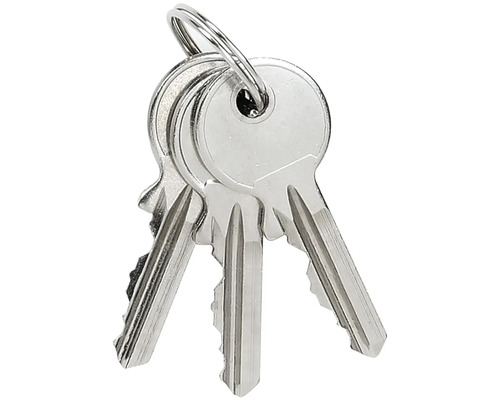 Svazek klíčů se třemi klíči na kroužku na klíče