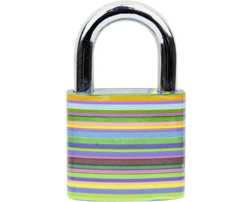 Visací zámek s proužkovaným vzorem