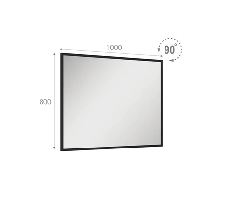 Obdélníkové zrcadlo o rozměrech 1000 krát 800 milimetrů a úhlu 90 stupňů