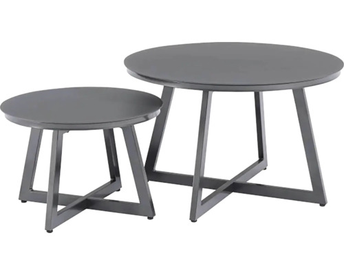 Dva kulaté konferenční stolky s kovovým rámem