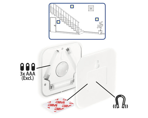 LED světlo na baterie pro montáž na stěnu s magnetickým upevněním
