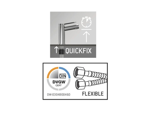 Znaky pro rychlou montáž, flexibilitu a schválení pro pitnou vodu