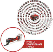 Řada Einhell Power X-Change s akumulátorovým multifunkčním nářadím a přehledem akumulátorového systému