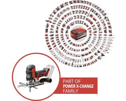 Řada Einhell Power X-Change s akumulátorovou přímočarou pilou a akumulátorem