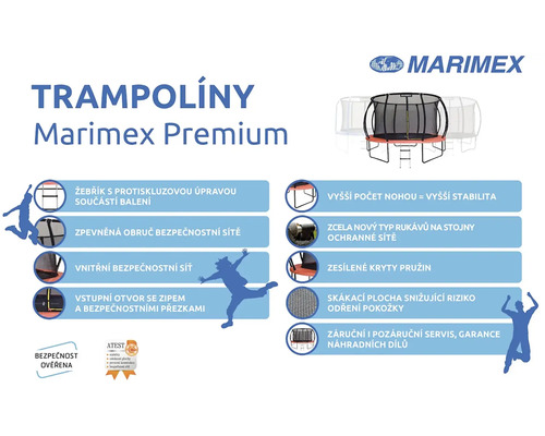 Trampolína Marimex Premium s bezpečnostní sítí a žebříkem