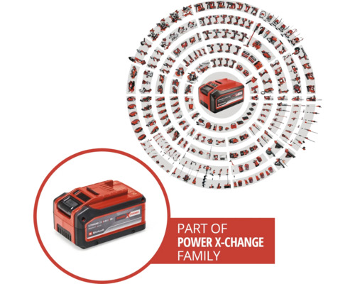 Akumulátor Einhell Power X-Change s různým nářadím z rodiny Power X-Change