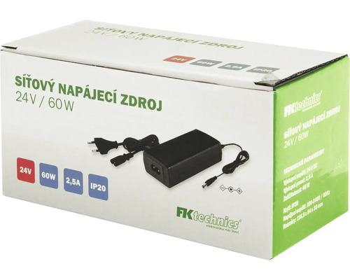 Síťový napájecí zdroj 24 V 60 W v obalu produktu