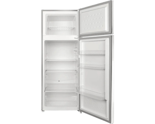 Otevřená prázdná chladnička s mrazákem