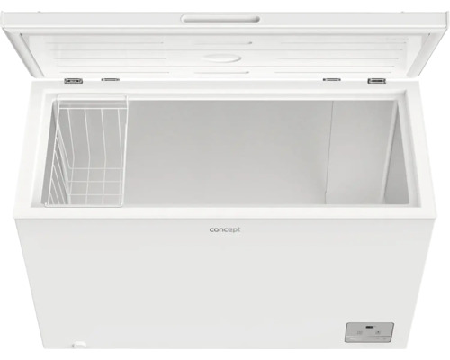 Otevřený mrazicí box s košem