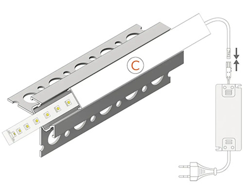 LED pásek s profilem a napájecím připojením