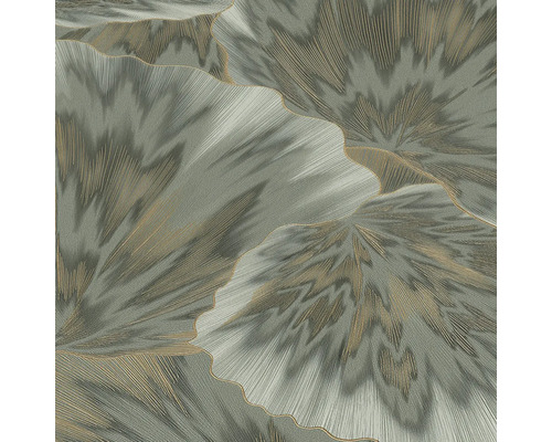 Tapeta s květinovým vzorem v šedé a zlaté barvě