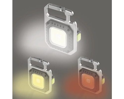 LED klíčenka s karabinou a různými barvami světla