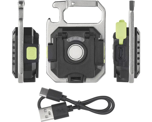 Svítilna s karabinou a USB kabelem