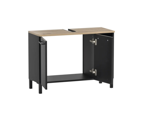 Skříňka pod umyvadlo se dvěma otevřenými dvířky a úložnou policí