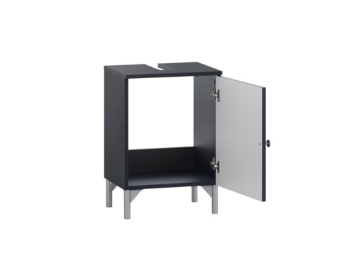 Skříňka pod umyvadlo s otevřenými dvířky a nožičkami