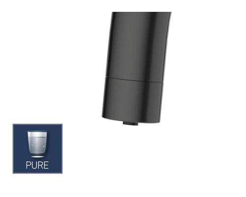 Detail vodovodní baterie se symbolem Pure