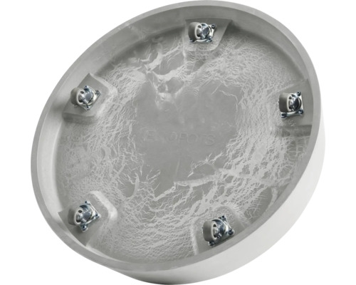 Spodní strana kulatého květináče s upevňovacími prvky