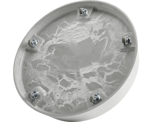 Spodní strana kulaté sprchové vaničky s upevňovacími prvky