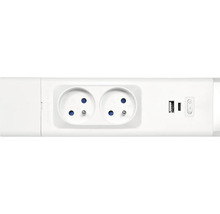 Prodlužovací kabel se dvěma zásuvkami, USB porty a vypínačem