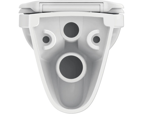 Řez toaletou s otvory pro montáž na stěnu