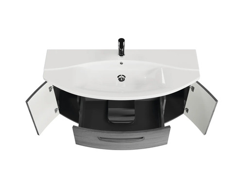 Umyvadlová skříňka s umyvadlem, zásuvkou a dvěma dvířky skříňky