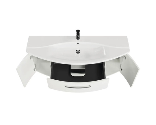 Umyvadlo s umyvadlovou skříňkou, umyvadlo, zásuvka a dvoje dvířka