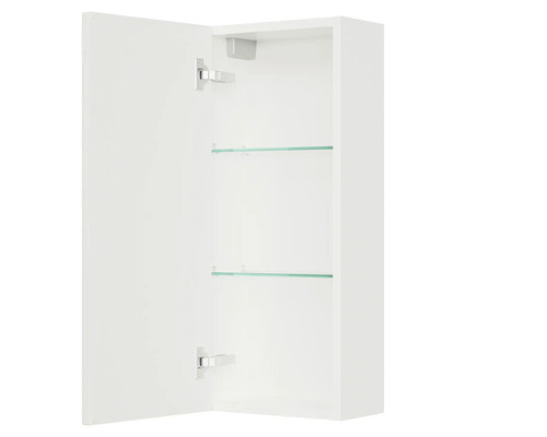 Otevřená zrcadlová skříňka do koupelny se skleněnými policemi