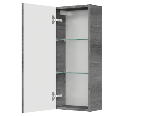 Otevřená zrcadlová skříňka do koupelny se skleněnými policemi