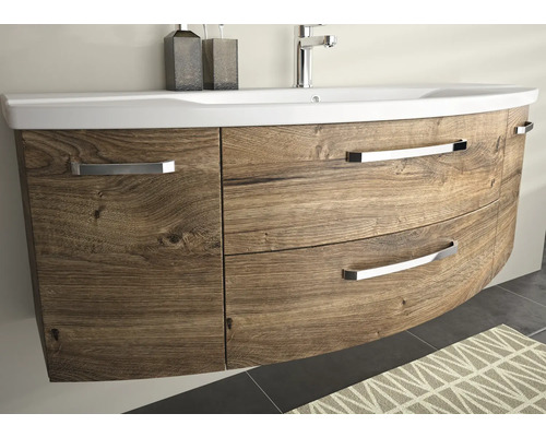 Skříňka pod umyvadlo s dvířky a zásuvkami v koupelně