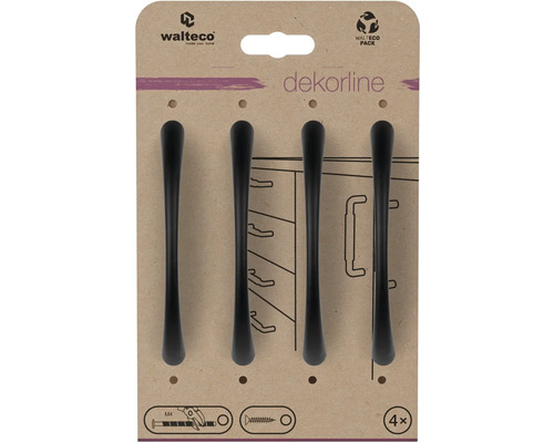 Sada čtyř černých nábytkových úchytek