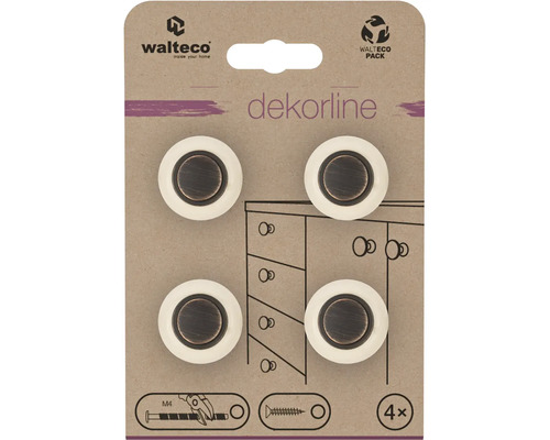 Čtyři nábytkové knoflíky se šrouby pro montáž