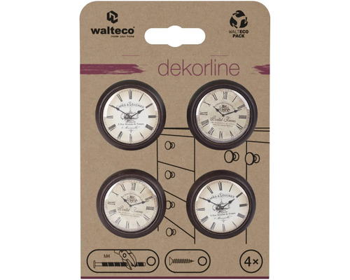 Čtyři nábytkové knoflíky s designem hodin pro dekoraci