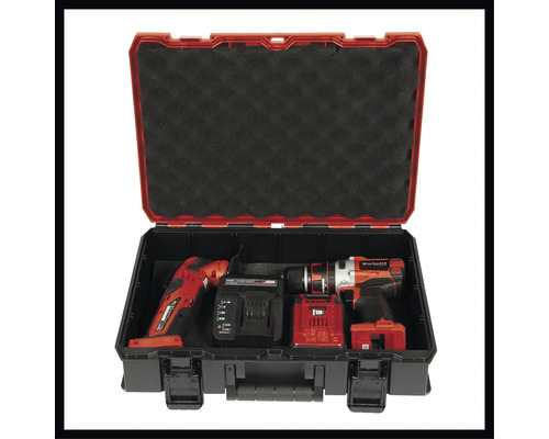 Akumulátorový šroubovák a akumulátorový úhlový šroubovák v kufříku na nářadí