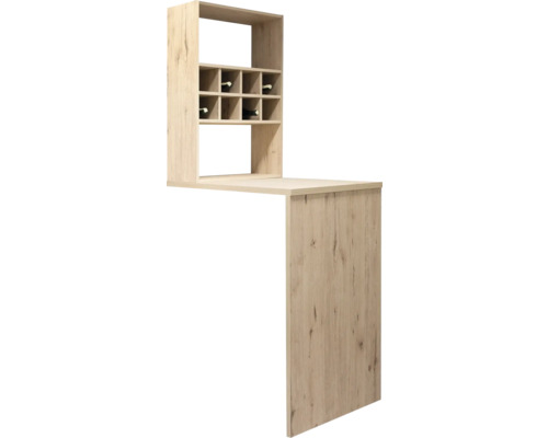 Barový stůl s regálem na víno ze dřeva