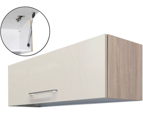 Závěsná skříňka s dvířky, rukojetí a plynovou pružinou